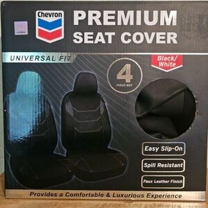 Chevron Black/White Premium Seat Covers Faux Leather - New